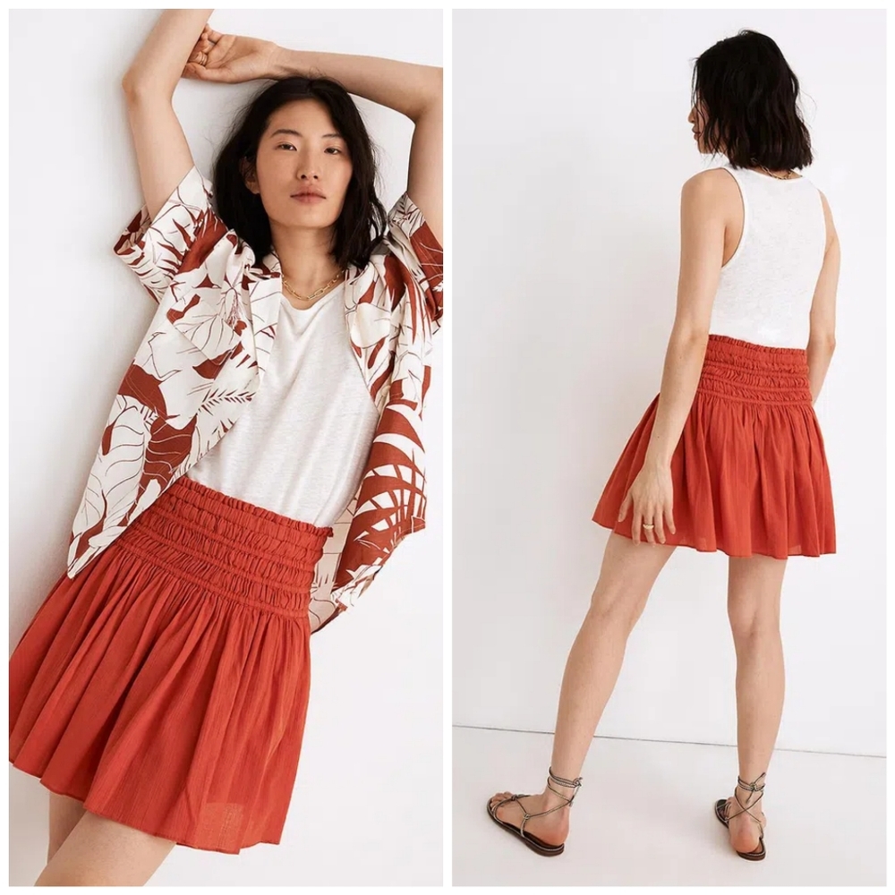 MADEWELL Smocked Pull-On Mini Skirt